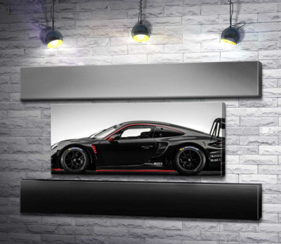 Модульна картина "Чорний спорткар Porsche 911 GT3 R"