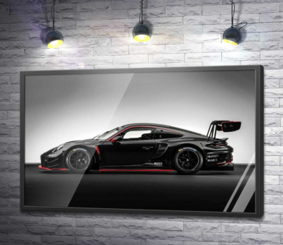 Постер "Черный спорткар Porsche 911 GT3 R"