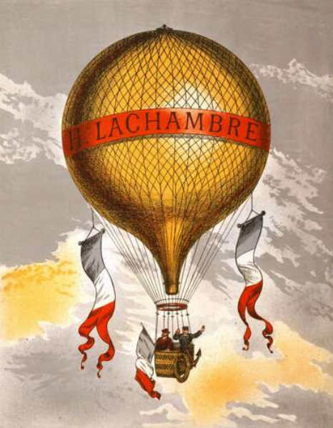 Вінтажний плакат з французьким повітряною кулею