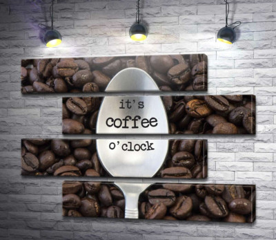 Кавова ложка з написом: "it's coffee o'clock"