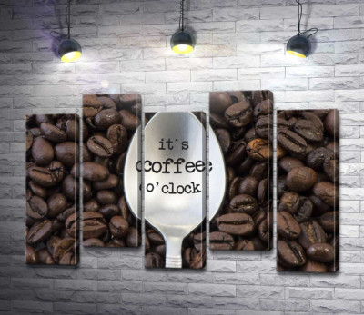 Кавова ложка з написом: "it's coffee o'clock"