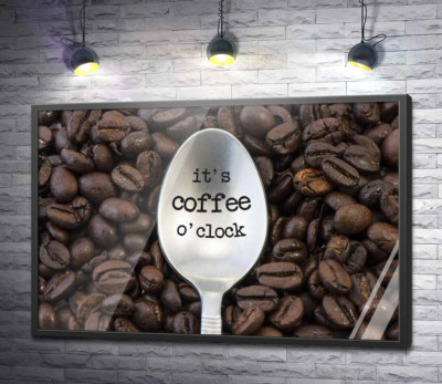 Постер "Кавова ложка з написом: "it's coffee o'clock""
