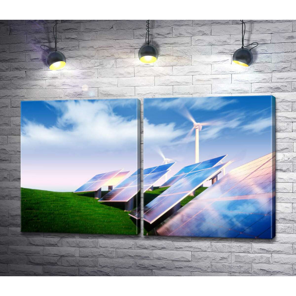 Зелена енергетика сонячних панелей і вітряків