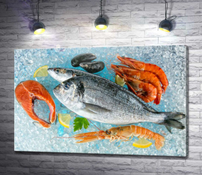 Свіжі морепродукти на льоду