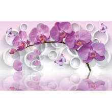 Розовая орхидея в окружении бабочек