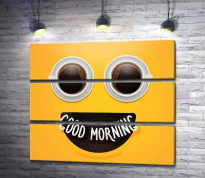 Модульная картина "Good morning и утренний кофе"