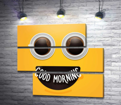 Модульная картина "Good morning и утренний кофе"