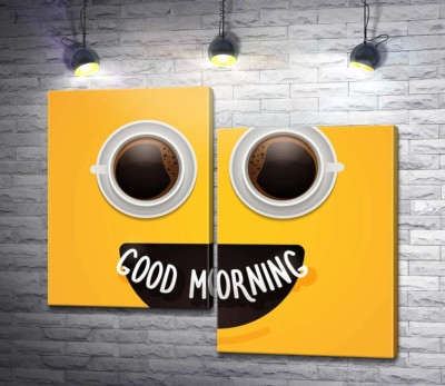 Модульная картина "Good morning и утренний кофе"