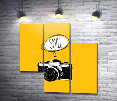 Модульна картина "Фотокамера і напис:"Smile""