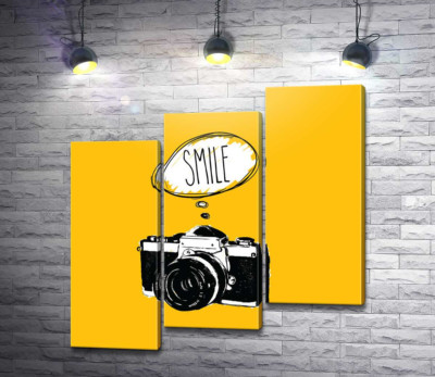 Модульна картина "Фотокамера і напис:"Smile""