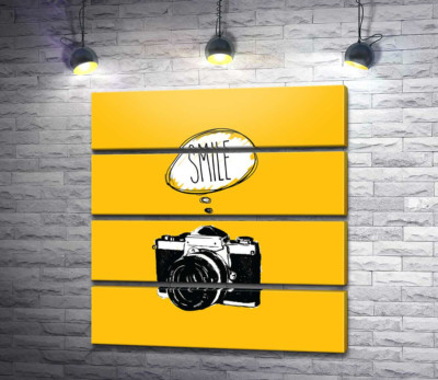 Модульна картина "Фотокамера і напис:"Smile""