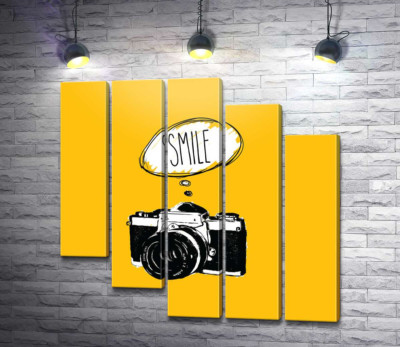 Модульна картина "Фотокамера і напис:"Smile""