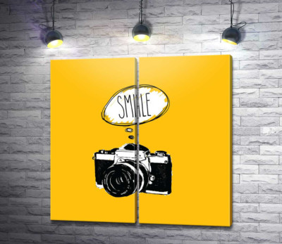 Модульна картина "Фотокамера і напис:"Smile""