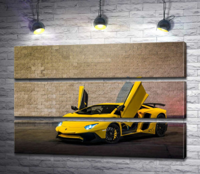 Модульна картина "Жовтий автомобіль Lamborghini Aventador"