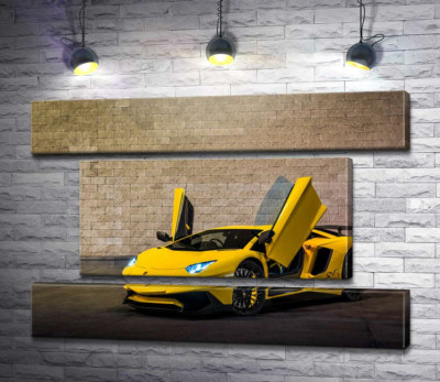 Модульная картина "Желтый автомобиль Lamborghini Aventador"