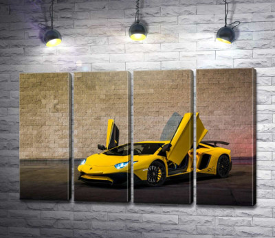 Модульна картина "Жовтий автомобіль Lamborghini Aventador"