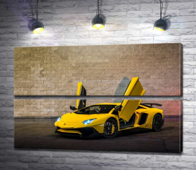 Модульна картина "Жовтий автомобіль Lamborghini Aventador"