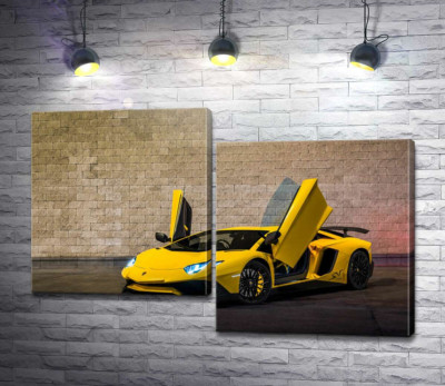 Модульная картина "Желтый автомобиль Lamborghini Aventador"
