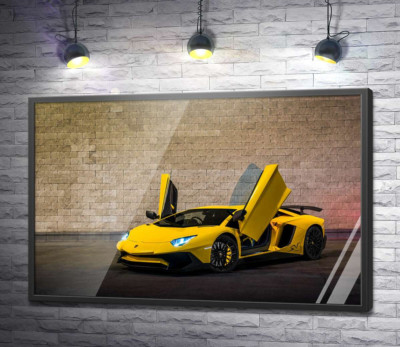 Постер "Жовтий автомобіль Lamborghini Aventador"