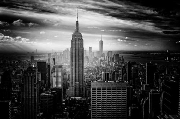 Черно-белый пейзаж Нью-Йорка