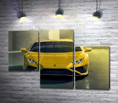 Модульная картина "Золотой автомобиль Lamborghini Huracan"