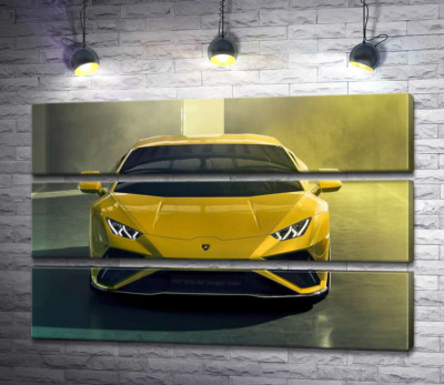 Модульна картина "Золотий автомобіль Lamborghini Huracan"
