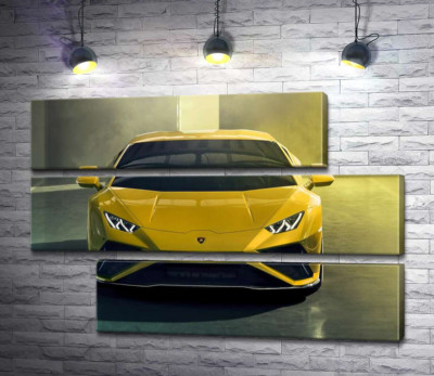 Модульная картина "Золотой автомобиль Lamborghini Huracan"