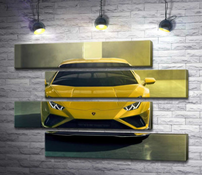 Модульна картина "Золотий автомобіль Lamborghini Huracan"