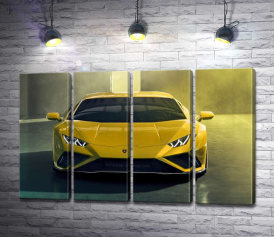 Модульная картина "Золотой автомобиль Lamborghini Huracan"