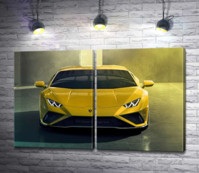Модульна картина "Золотий автомобіль Lamborghini Huracan"
