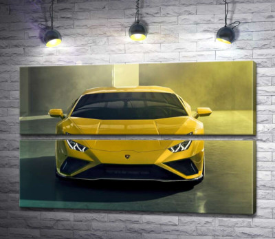 Модульная картина "Золотой автомобиль Lamborghini Huracan"