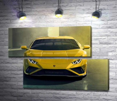 Модульна картина "Золотий автомобіль Lamborghini Huracan"