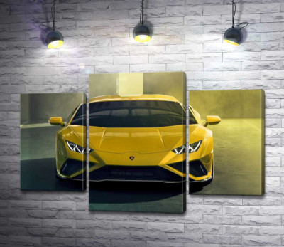 Модульная картина "Золотой автомобиль Lamborghini Huracan"