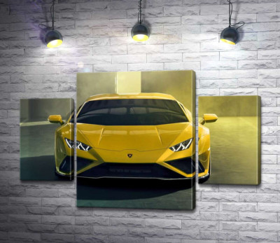 Модульная картина "Золотой автомобиль Lamborghini Huracan"