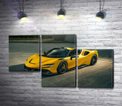 Модульная картина "Золотой кабриолет Ferrari SF90 Spider"