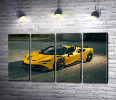 Модульная картина "Золотой кабриолет Ferrari SF90 Spider"