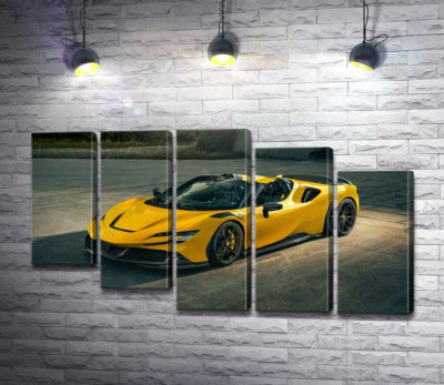Модульна картина "Золотий кабріолет Ferrari Sf90 Spider"