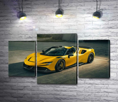 Модульна картина "Золотий кабріолет Ferrari Sf90 Spider"