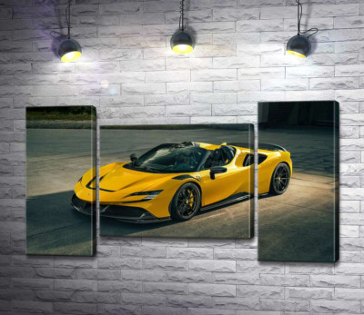 Модульна картина "Золотий кабріолет Ferrari Sf90 Spider"