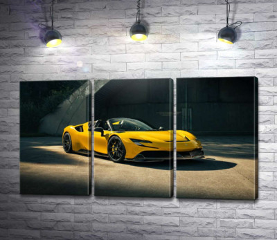 Модульна картина "Золотий автомобіль Ferrari SF90 Spider"