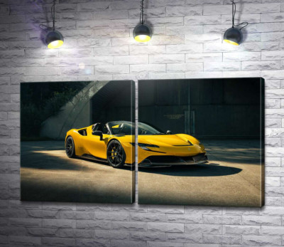 Модульна картина "Золотий автомобіль Ferrari SF90 Spider"