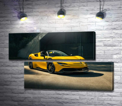 Модульна картина "Золотий автомобіль Ferrari SF90 Spider"