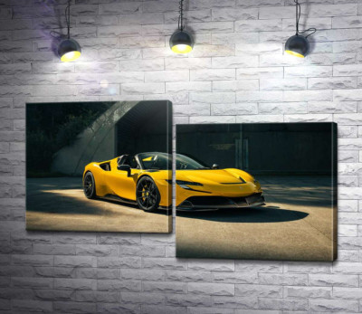 Модульна картина "Золотий автомобіль Ferrari SF90 Spider"