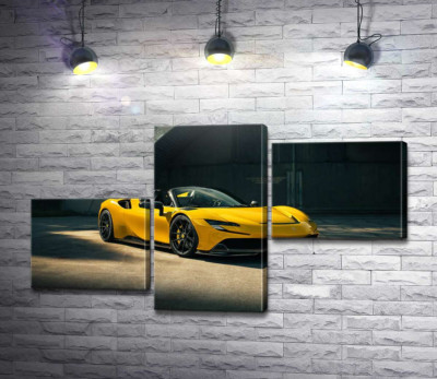 Модульна картина "Золотий автомобіль Ferrari SF90 Spider"