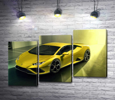 Модульная картина "Золотой автомобиль Lamborghini Huracan"