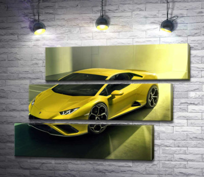 Модульна картина "Золотий автомобіль Lamborghini Huracan"