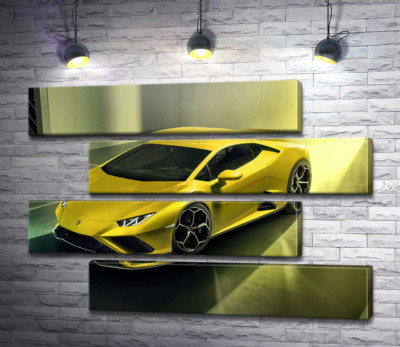 Модульная картина "Золотой автомобиль Lamborghini Huracan"