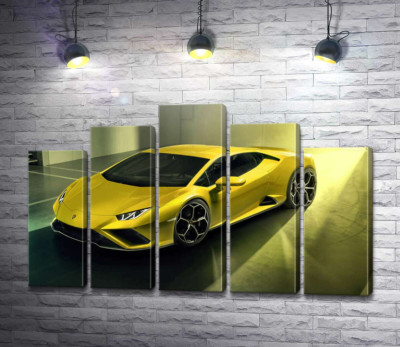 Модульная картина "Золотой автомобиль Lamborghini Huracan"