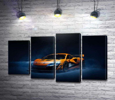 Модульна картина "Золотий автомобіль McLaren Artura в серпанку"