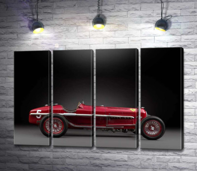 Модульная картина "Винтажный красный автомобиль Alfa Romeo P3"